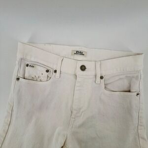 Polo Ralph Lauren White Skinny Crop Eyelet Floral Embroidered‎ Jeans Size 27R